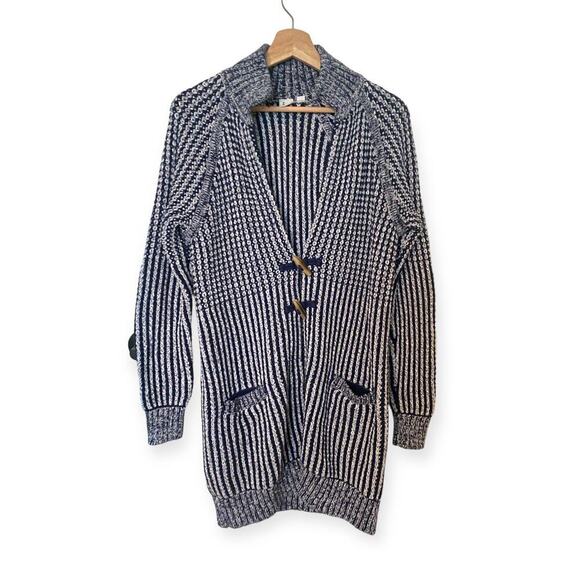Gap Navy Blue Ribbed Knit Toggle Front Westerncore Women's Cardigan Medium - Picture 3 of 10